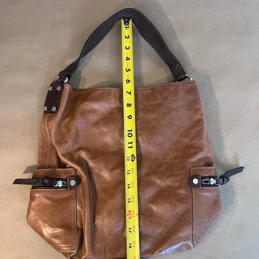 Tano Original Bag Check Bucket Tan Genuine Leather Multiple Pocket Hobo Shoulder